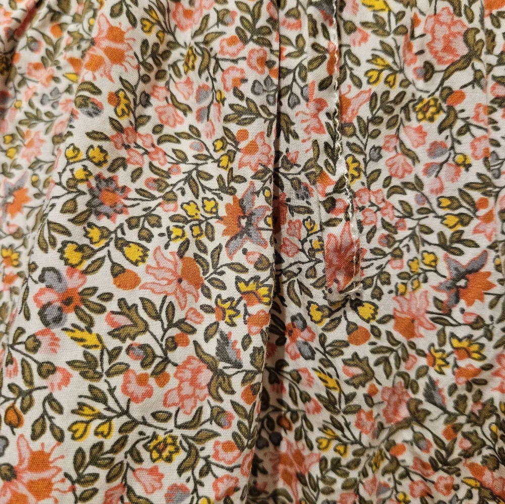 J.Crew Cotton Cinched waist puff sleeve nap dress scattered blooms cottagecore M